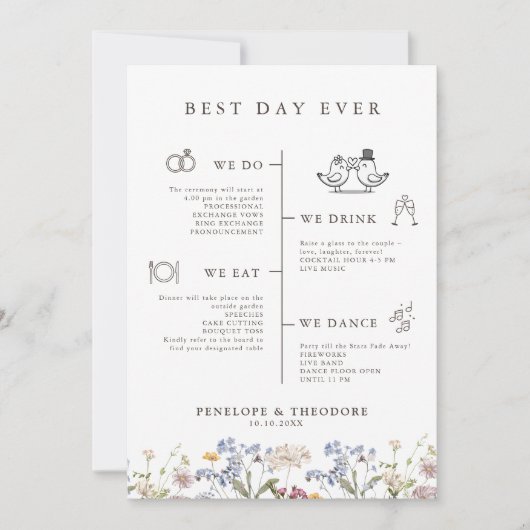 Farbenfrohe Frühlingsprogramm Wildblume Wiesen Gar Einladung (Vorderseite)