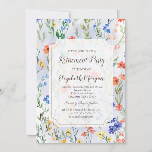 Farbenfrohe Frühlingsruhe Wildblume Einladung (Vorderseite)