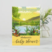 Farbenfrohe Frühlingssonne Sonnendusche Einladung (Stehend Vorderseite)