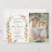 Farbenfrohe Frühlingssonne Wildblume Foto der Tauf Einladung (Vorderseite)