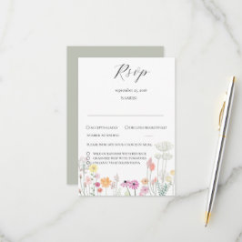 Farbenfrohe Frühlingssonne Wildblume Hochzeit RSVP Karte