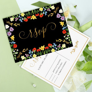 Farbenfrohe Frühlingsstichtag-Wildblume Black Wedd Postkarte