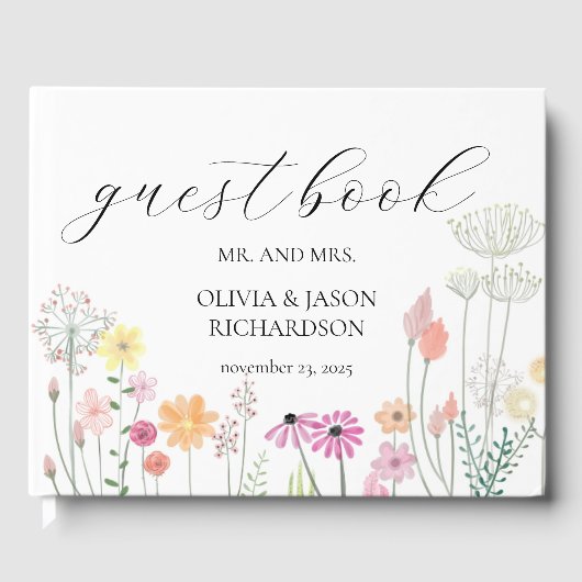Farbenfrohe Frühlingsstiftung Hochzeit Elegantes S Gästebuch (Vorderseite)