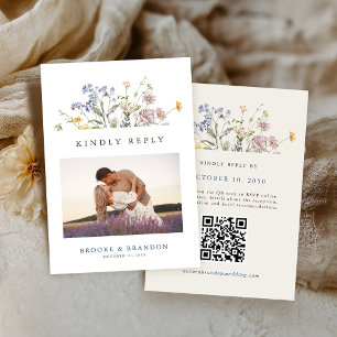 Farbenfrohe Frühlingsstiftung Wildblume Meadow Wed RSVP Karte