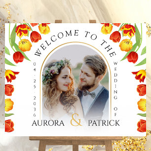 Farbenfrohe Frühlingsstille Foto Hochzeit Begrüßun Poster