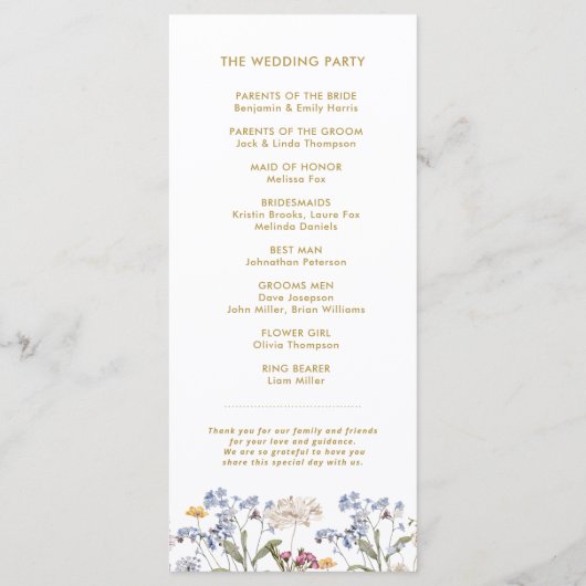 Farbenfrohe Frühlingsstimmung Wildblume Meadow Gol Programm (Rückseite)