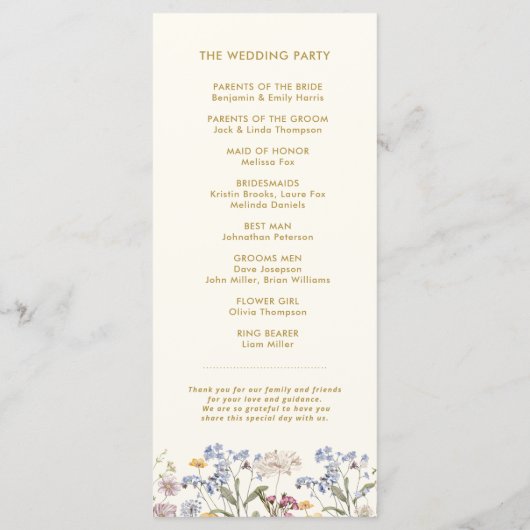 Farbenfrohe Frühlingsstimmung Wildblume Meadow Gol Programm (Rückseite)