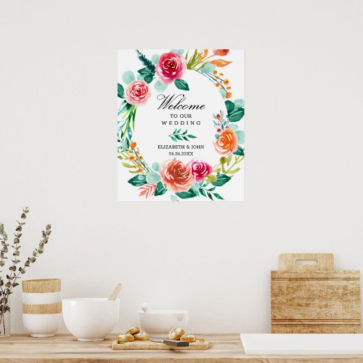 Farbenfrohe Frühlingsvibes Begrüßungszeichen Poster (Küche)