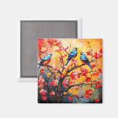 Farbenfrohe Frühlingsvögel im Blut Magnet (Vorderseite/Rückseite)