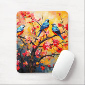 Farbenfrohe Frühlingsvögel im Blut Mousepad (Mit Mouse)