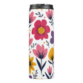 Farbenfrohe Frühlingswiesen-Blumen Botanik Thermosbecher (Rückseite)