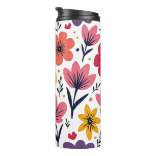 Farbenfrohe Frühlingswiesen-Blumen Botanik Thermosbecher