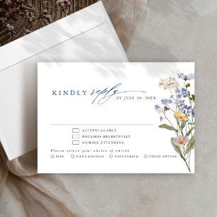 Farbenfrohe Frühlingswiesen-Gartenhochzeit RSVP Karte