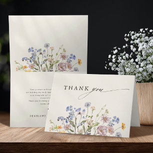 Farbenfrohe Frühlingswiesen-Hochzeit im Blumenmeer Dankeskarte