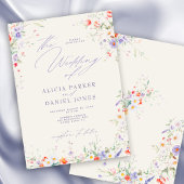 Farbenfrohe Frühlingswildblumen-Hochzeit Einladung