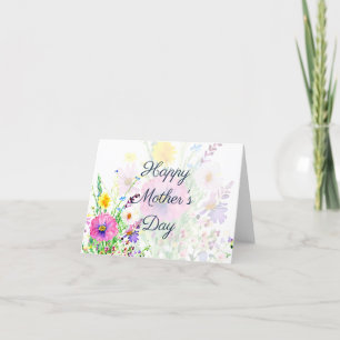 Farbenfrohe Frühlingswildblumen Muttertag Feiertagskarte