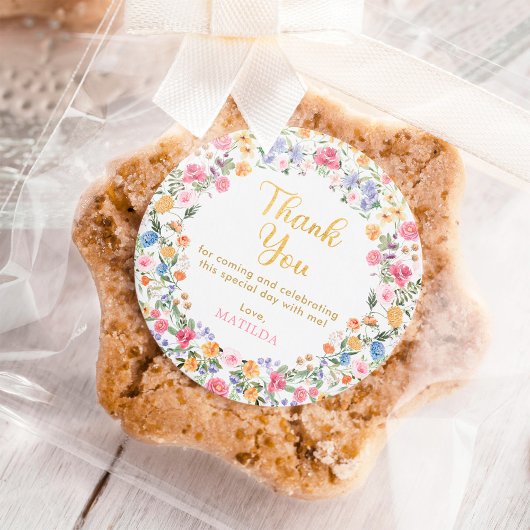 Farbenfrohe Frühlingswoche Wildblume Vielen Dank Runder Aufkleber