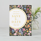 Farbenfrohe Frühlingszeit Wildblume Hochzeit speic Folieneinladung (Stehend vorne)