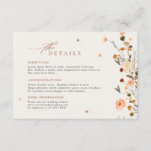 Farbenfrohe Frühlingszeit Wildblume Wiese Hochzeit Begleitkarte