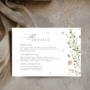 Farbenfrohe Frühlingszeit Wildblume Wiese Hochzeit Begleitkarte
