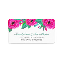Farbenfrohe Fuchsia Wasserfarbe Rücksendeadresse Adressaufkleber