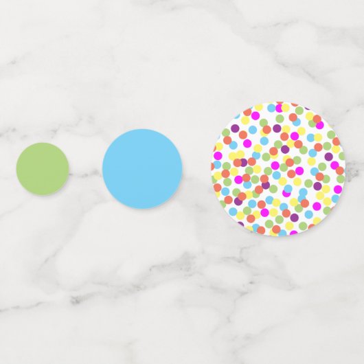 Farbenfrohe Fun Blau Grün Gelbe Polka-Punkte Konfetti (Rückseiten)