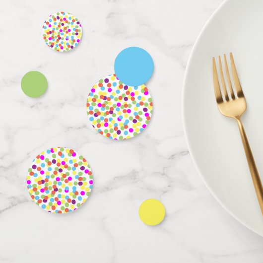 Farbenfrohe Fun Blau Grün Gelbe Polka-Punkte Konfetti (Gruppe)