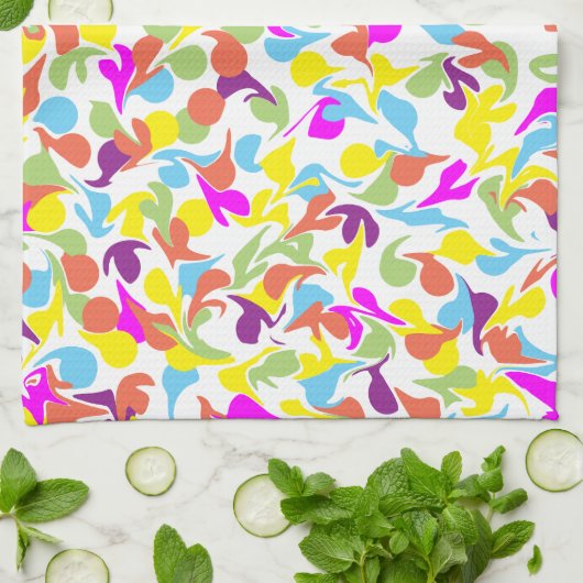 Farbenfrohe Fun Blobs Abstraktes Kunstmuster Geschirrtuch (Gefaltet)