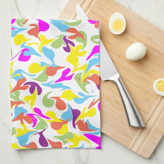 Farbenfrohe Fun Blobs Abstraktes Kunstmuster Geschirrtuch (Viertel Falte)