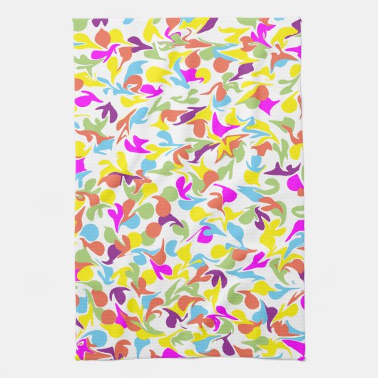 Farbenfrohe Fun Blobs Abstraktes Kunstmuster Geschirrtuch (Vertikal)