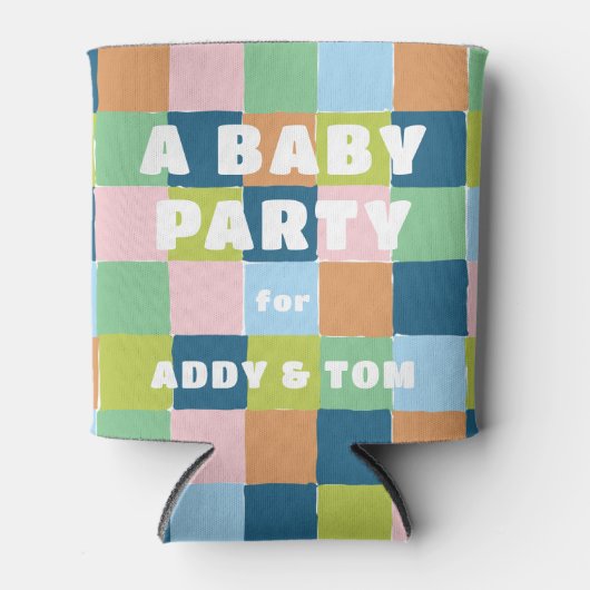 Farbenfrohe Fun Block Muster Kinderdusche Party Dosenkühler (Vorderseite)