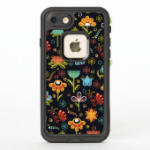 Farbenfrohe Fun-Blume und Vogelmuster (Rückseite)