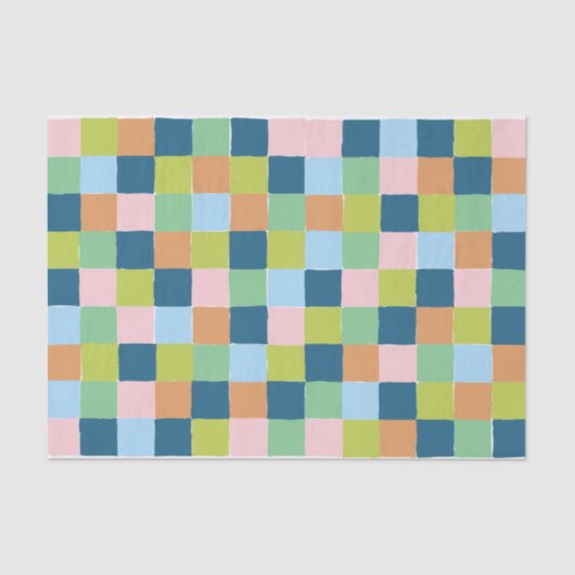 Farbenfrohe Fun Checkerboard Blockmuster Seidenpapier (Vorderseite)