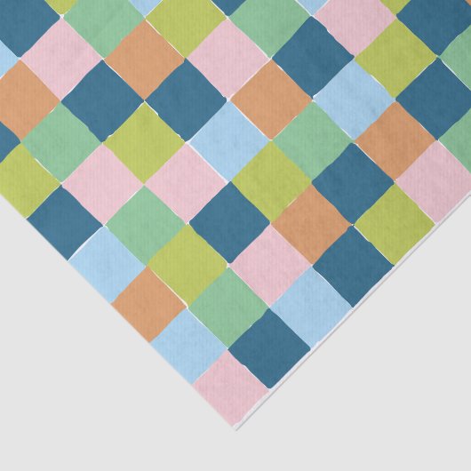 Farbenfrohe Fun Checkerboard Blockmuster Seidenpapier (Ausschnitt)