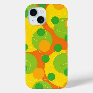 Farbenfrohe Fun Circles Polka Dots Citrus Limon Gr iPhone 15 Hülle