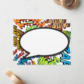 Farbenfrohe Fun Comic Book Speech Blase Mitteilungskarte (Vorderseite/Rückseite Beispiel)