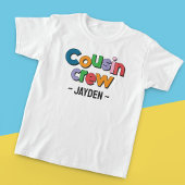 Farbenfrohe Fun Cousin Crew Personalisiert Name Ki T-Shirt
