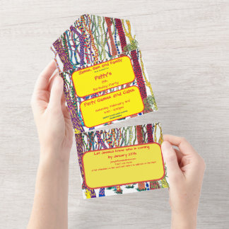 Farbenfrohe Fun Crazy Forest Wasserfarbe Geburtsta All In One Einladung