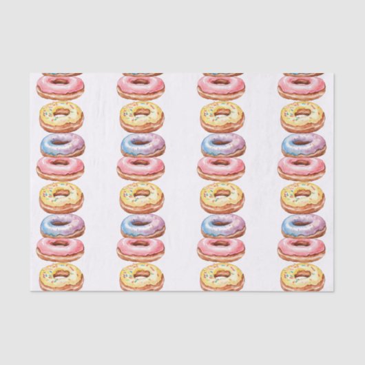 Farbenfrohe Fun Donut Muster Seidenpapier (Vorderseite)
