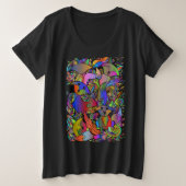 Farbenfrohe Fun Foxes Doodle Women's Große Größe T-Shirt (Design vorne)