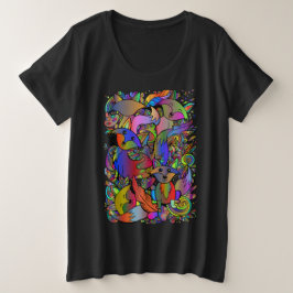 Farbenfrohe Fun Foxes Doodle Women's Große Größe T-Shirt