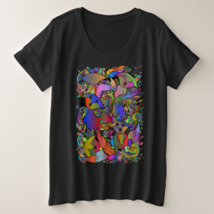 Farbenfrohe Fun Foxes Doodle Women's Große Größe T-Shirt