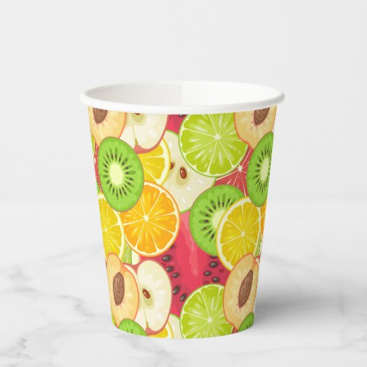 Farbenfrohe Fun Frucht Muster Pappbecher (Links)