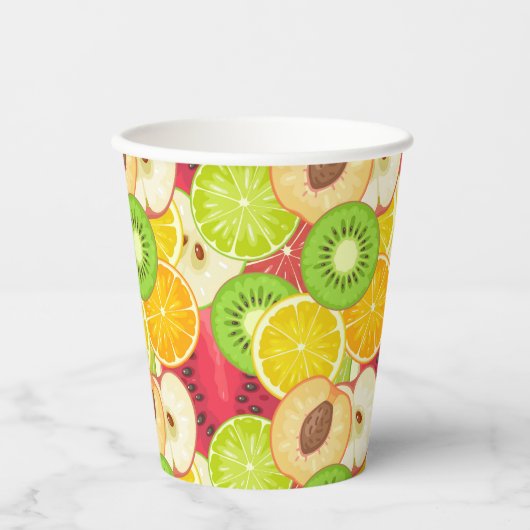 Farbenfrohe Fun Frucht Muster Pappbecher (Vorderseite)