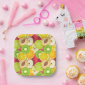 Farbenfrohe Fun Frucht Muster Pappteller (Party)