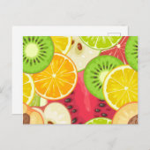 Farbenfrohe Fun Frucht Muster Postkarte (Vorne/Hinten)