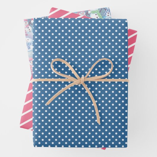 Farbenfrohe Fun Funny Holiday Snowmen Muster Geschenkpapier Set (Beispiel)