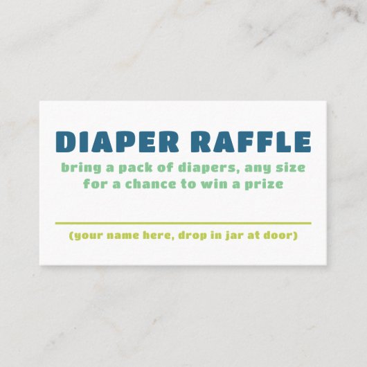 Farbenfrohe Fun Gender Neutral Baby Diaper Raffle  Visitenkarte (Vorderseite)