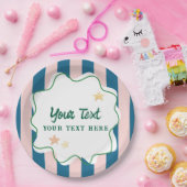 Farbenfrohe Fun Green Stripes Star Party - Zubehör Pappteller (Party)