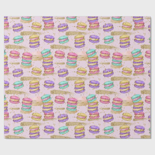 Farbenfrohe Fun Imitate Gold Glitzer Macarons Must Geschenkpapier (Flach)